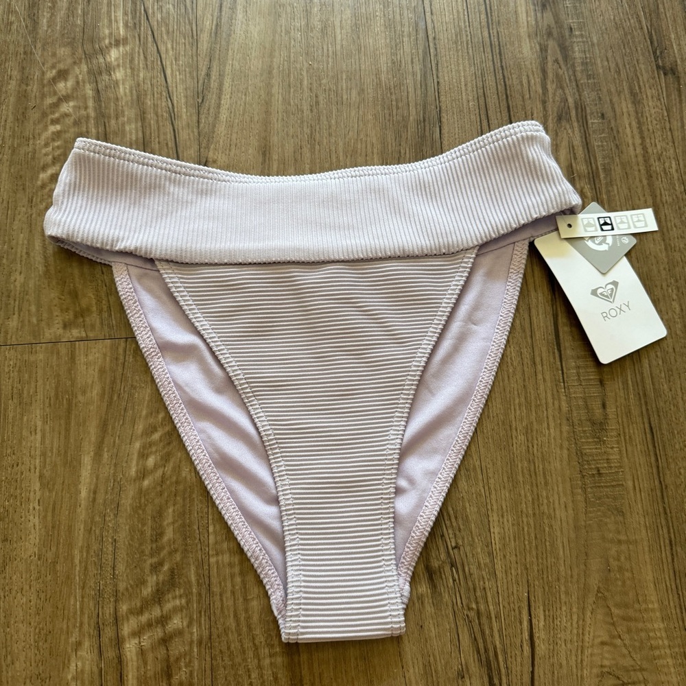 NWT Roxy ribbed high waist purple swim size Small